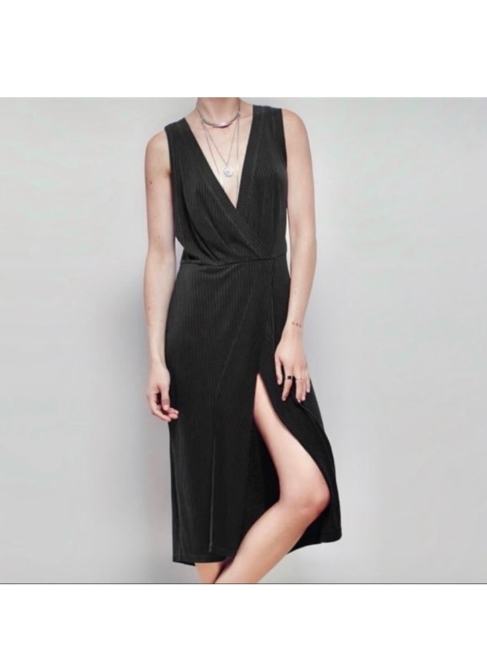 Free People Rising Sun Ribbed Wrap Dress